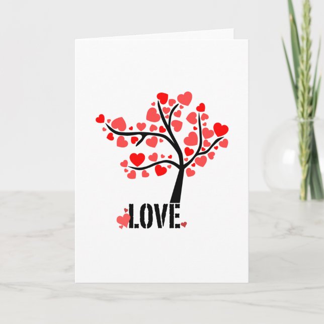 Valentines Day Love Tree Hearts Card (Front)