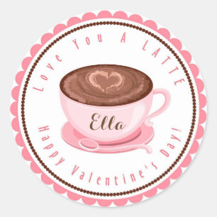 Valentine's Day Love you a Latte Stickers