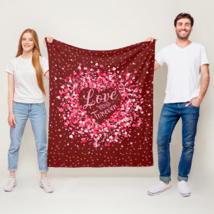 Valentines Day Love You Forever Pink Hearts  Fleec Fleece Blanket