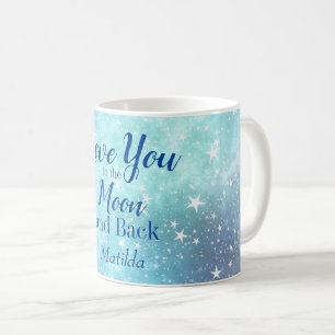 Valentines Day Love You to the Moon Blue Personal Coffee Mug