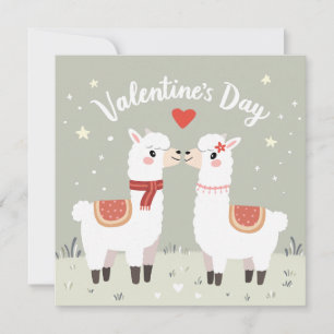 Valentines Day Loveable Llamas Valentines Card