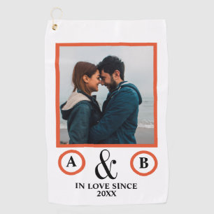 Valentine's Day lovers couple monogram placeholder Golf Towel