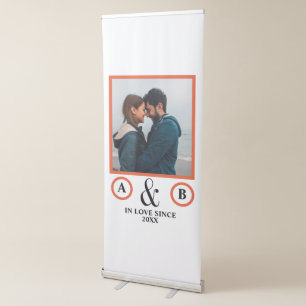Valentine's Day lovers couple monogram placeholder Retractable Banner