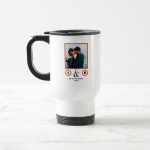 Valentine's Day lovers couple monogram placeholder Travel Mug