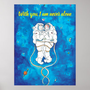 Valentine's Day Loving Astronauts Couple Poster