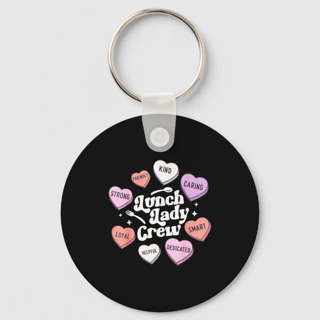 Valentines Day Lunch Lady Groovy Cafeteria Squad H Key Ring (Front)