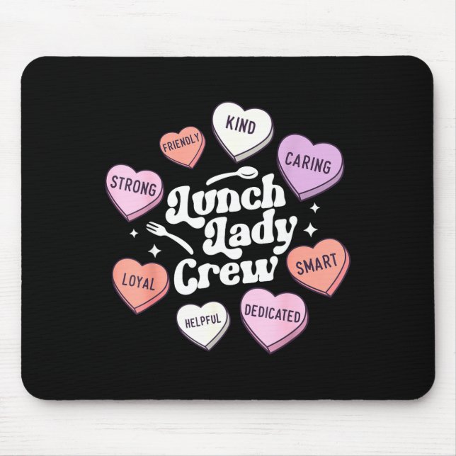 Valentines Day Lunch Lady Groovy Cafeteria Squad H Mouse Mat (Front)