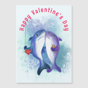 Valentine's Day Magtnetic Card Couple Shark Love