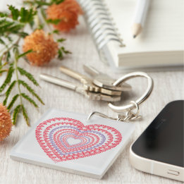 Valentine's Day Mandala Heart-Moving Message Key Ring