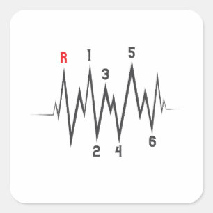 Valentines Day Manual Gear Stick Shift Heart Pulse Square Sticker