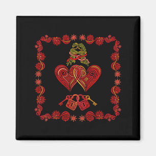 Valentines Day Matching Couple Heart Pajamas Men W Magnet