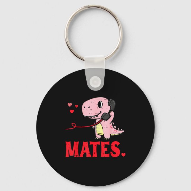 Valentines Day Matching Soulmates Mates Dino Coupl Key Ring (Front)