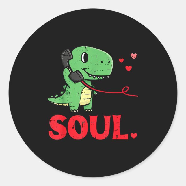 Valentines Day Matching Soulmates Soul Dino Trex C Classic Round Sticker (Front)