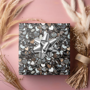 Valentine's Day Metal Hearts Wrapping Paper
