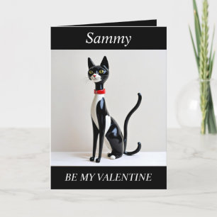 VALENTINE'S DAY Mid Century Cat, editable Card