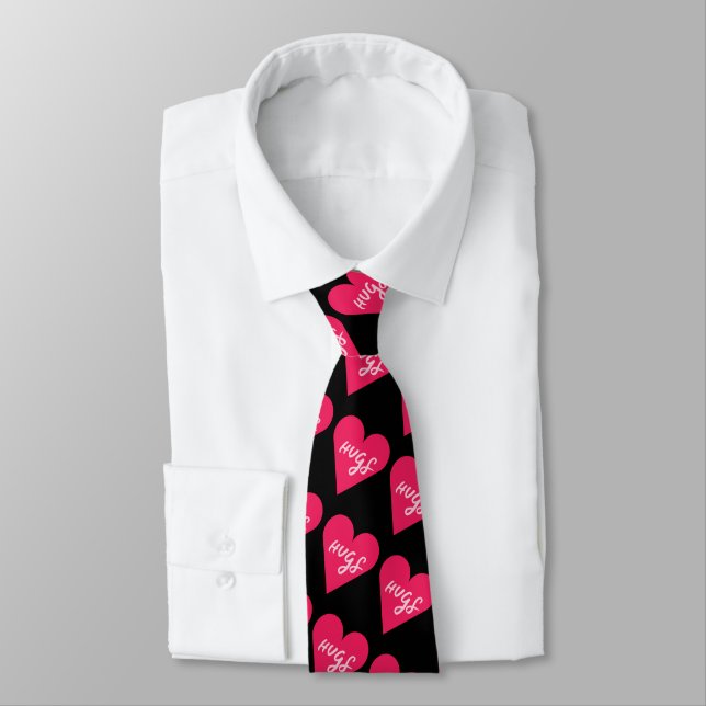Valentines Day Minamilist Pink Hugs Candy Heart Tie (Tied)