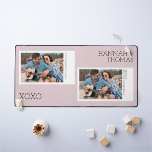 Valentines Day Minimal Two Photo Collage Desk Mat