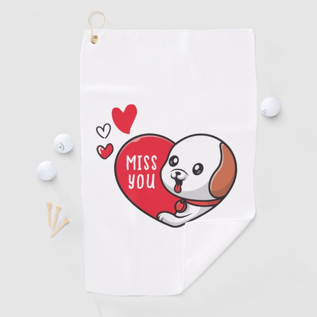 Valentine's Day, Miss you Golf Towel (InSitu)