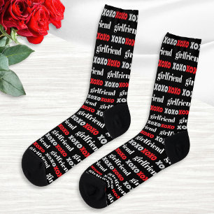Valentine's Day Modern Girlfriend XOXO Pattern Socks