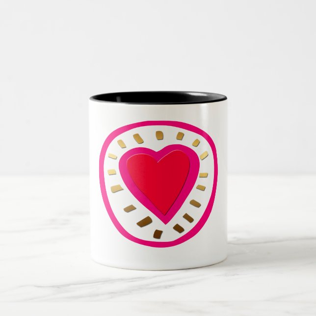 Valentine's Day - Modern Pink Heart 1W Mug (Center)