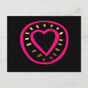 Valentine's Day Modern Pink Heart Black 2 Postcard
