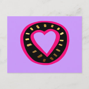 Valentine's Day Modern Pink Heart Purple Postcard2 Holiday Postcard