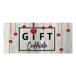 Valentines Day Modern Rustic Wood Hearts Gift Card