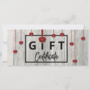 Valentines Day Modern Rustic Wood Hearts Gift Card