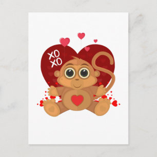 Valentine's Day Monkey Postcard