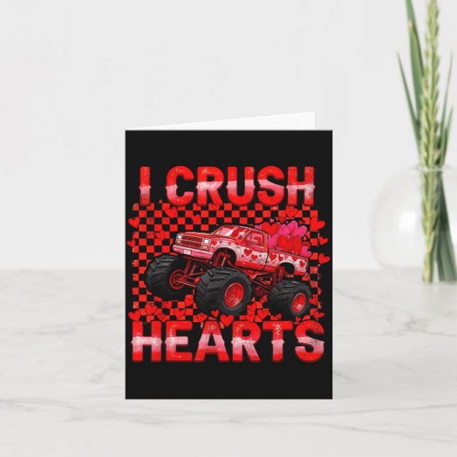 Valentines Day Monster Truck Crush Hearts Toddler  Card (Front)