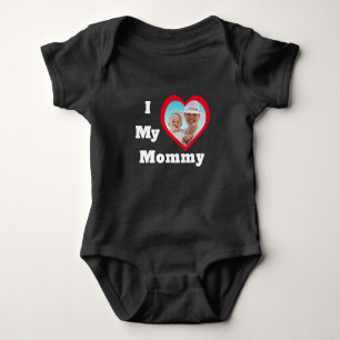 Valentines Day Mothers Photo Text I Love My Mummy Baby Bodysuit