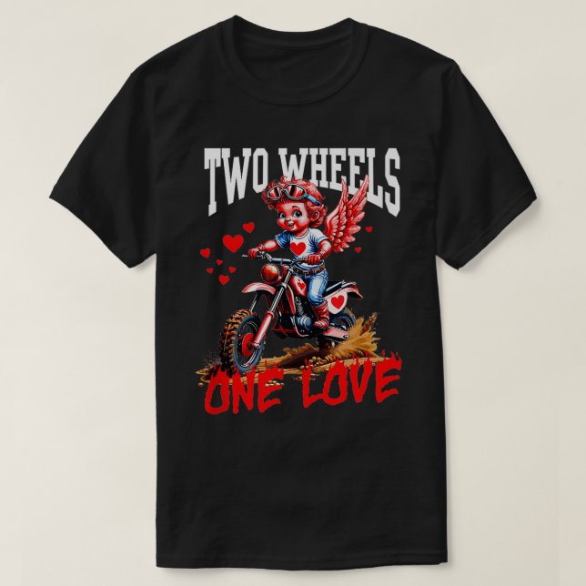 Valentines Day Motocross Lovers Funny Cupid Bike R T-Shirt (Design Front)
