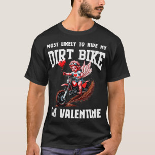 Valentines Day Motocross Lovers Funny Cupid Bike R T-Shirt