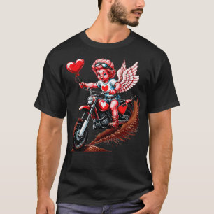 Valentines Day Motocross Lovers Funny Cupid Bike R T-Shirt