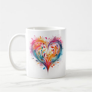 Valentine's Day Mug Colorful Abstract Heart Design