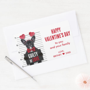 Valentine's Day Mugshot Guilty Love Dog Funny Rectangular Sticker