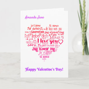 Valentine's Day Multi-Lingual Heart Word-Cloud Holiday Card