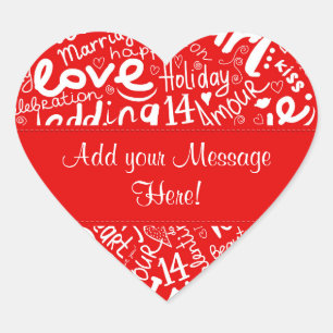 Valentine's Day Multi Word Art - Customise Heart Sticker