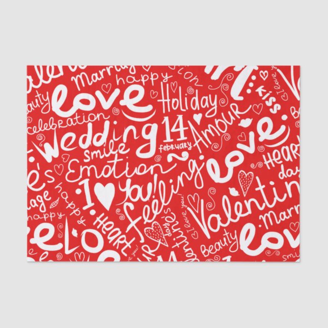 Valentine's Day Multi Word Art Tissue Paper (Front)