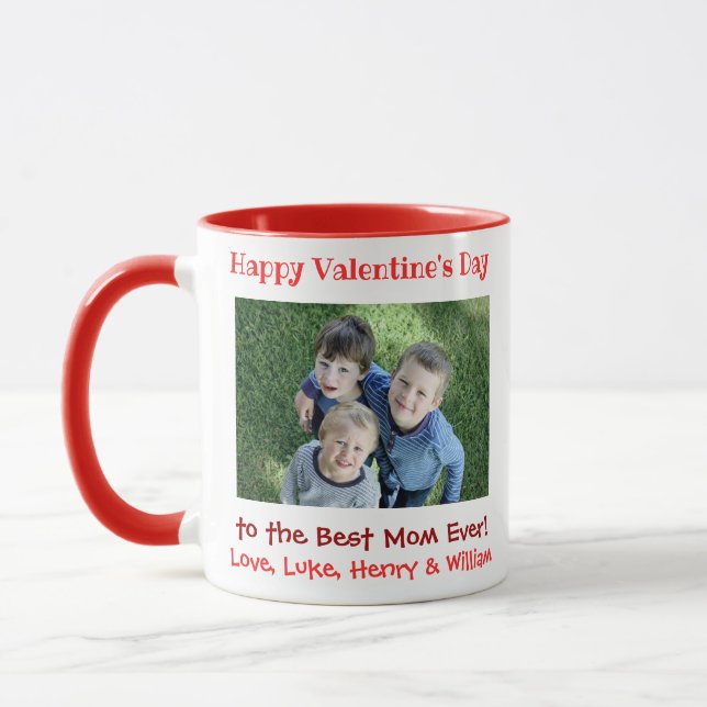 Valentines Day Mum Best Ever Cute Kids Photo Mug (Left)