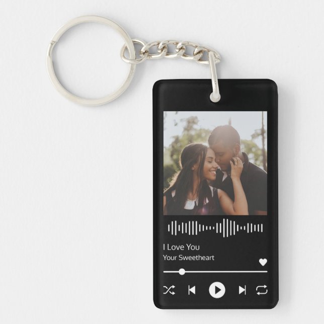 Valentine's Day Music Player Couples Romantic Key Ring (Front)