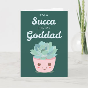 Valentines Day My Goddad with Kawaii Succulent Card