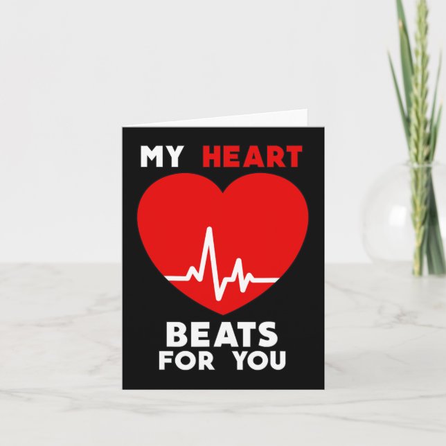 Valentines Day My Heart Beats For You Matching Cou Card (Front)