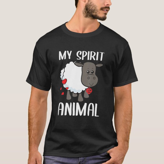 Valentines Day My Spirit Animal Sheep I Love You H T-Shirt (Front)