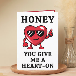 Valentine's Day Naughty Heart Funny Happy Birthday Thank You Card