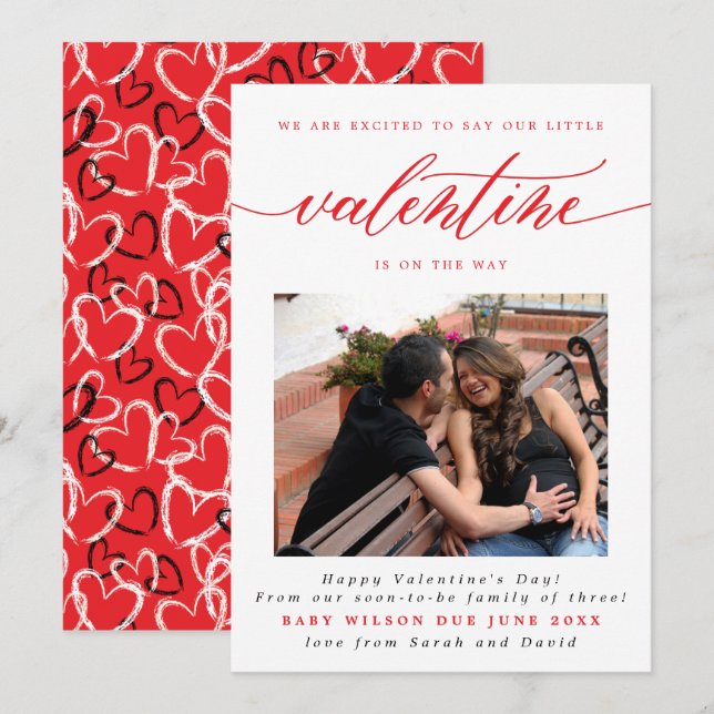Valentine's Day New Baby Photo Pregnancy Announcement (Front/Back)