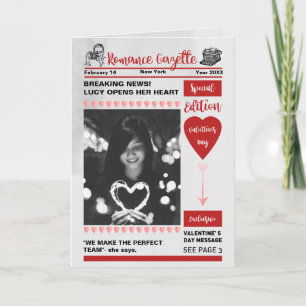 Valentine's Day Newspaper cover Holiday Card