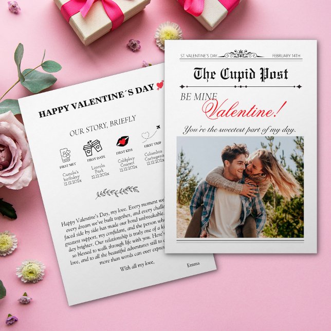 Valentines Day Newspaper Timeline Our Love Story Invitation (Valentines Day Newspaper Timeline Our Love Story Invitation)