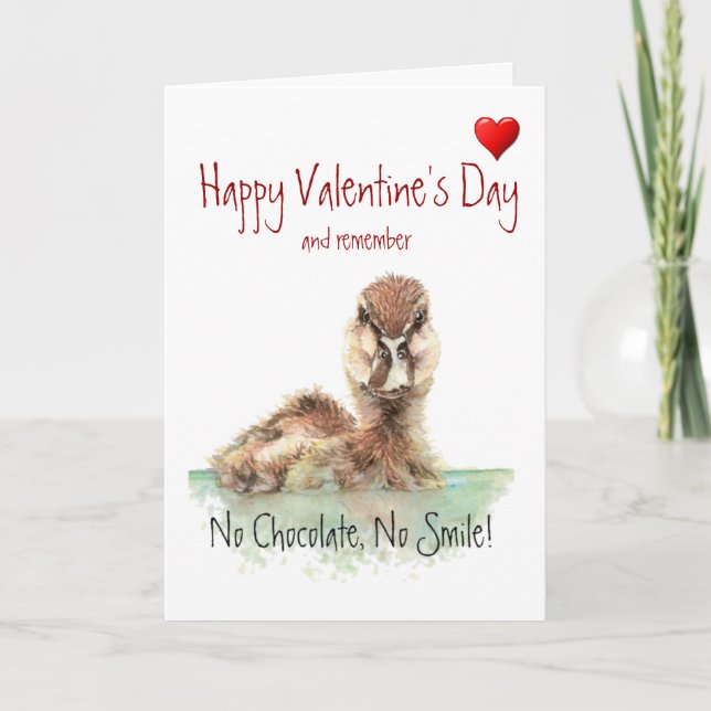 Valentines Day No Chocolate, No Smile, Angry Duck Holiday Card (Front)
