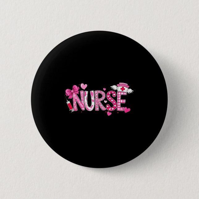 Valentines Day Nurse Graphic Nk Patterns For Woman 6 Cm Round Badge (Front)